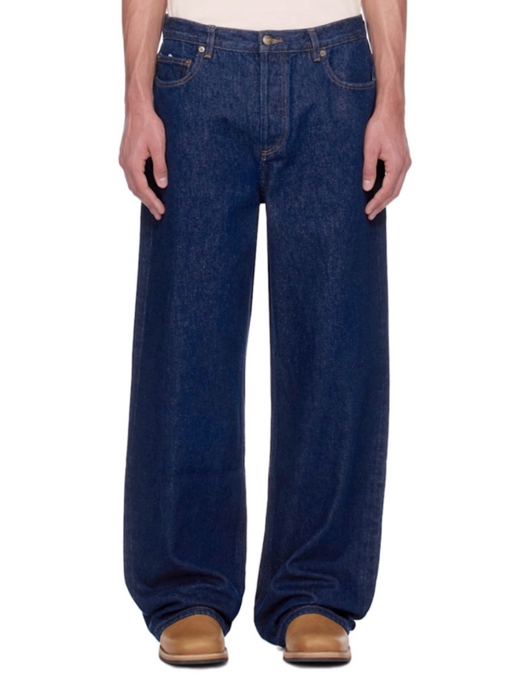 A.P.C. Aaron 90’s Dark Indigo Denim Wide Leg Jeans Size 31 MSRP $270 Button Fly
